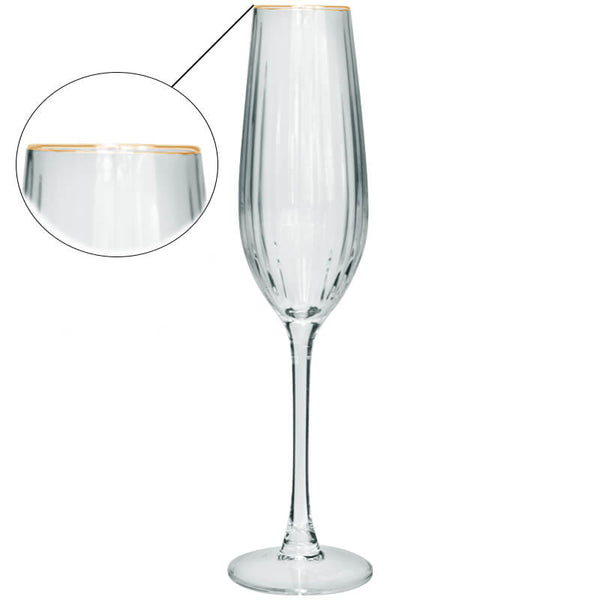 Oliver Gold Rim Flute 240ML Set of 6
