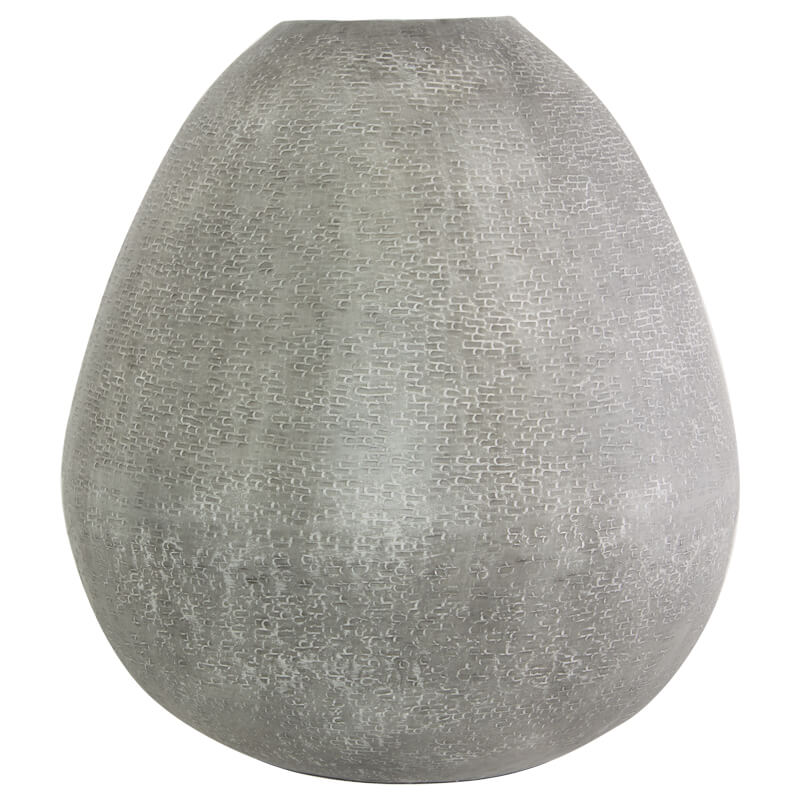 Grey Hammered Drop Vase