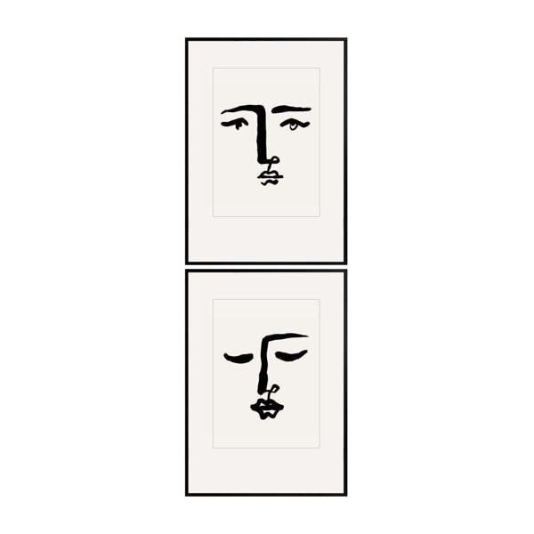 Face Duo Wall Art Set of 2 in Ink