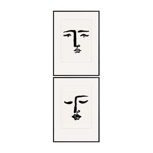 Face Duo Wall Art Set of 2 in Ink