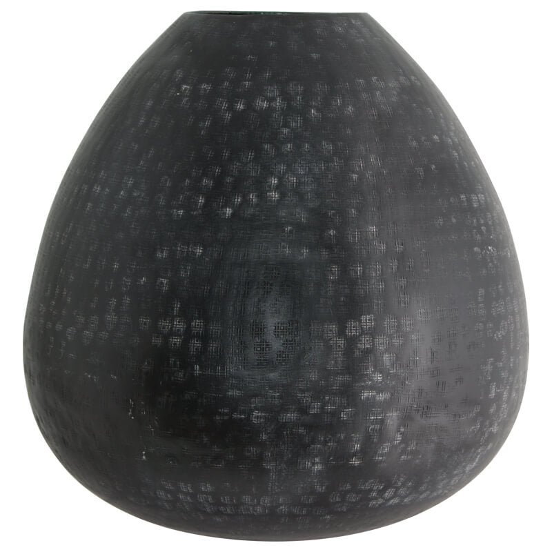 Black Hammered Drop Vase