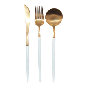 White & Gold Cutlery Set of 3