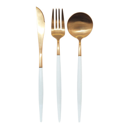 White & Gold Cutlery Set of 3